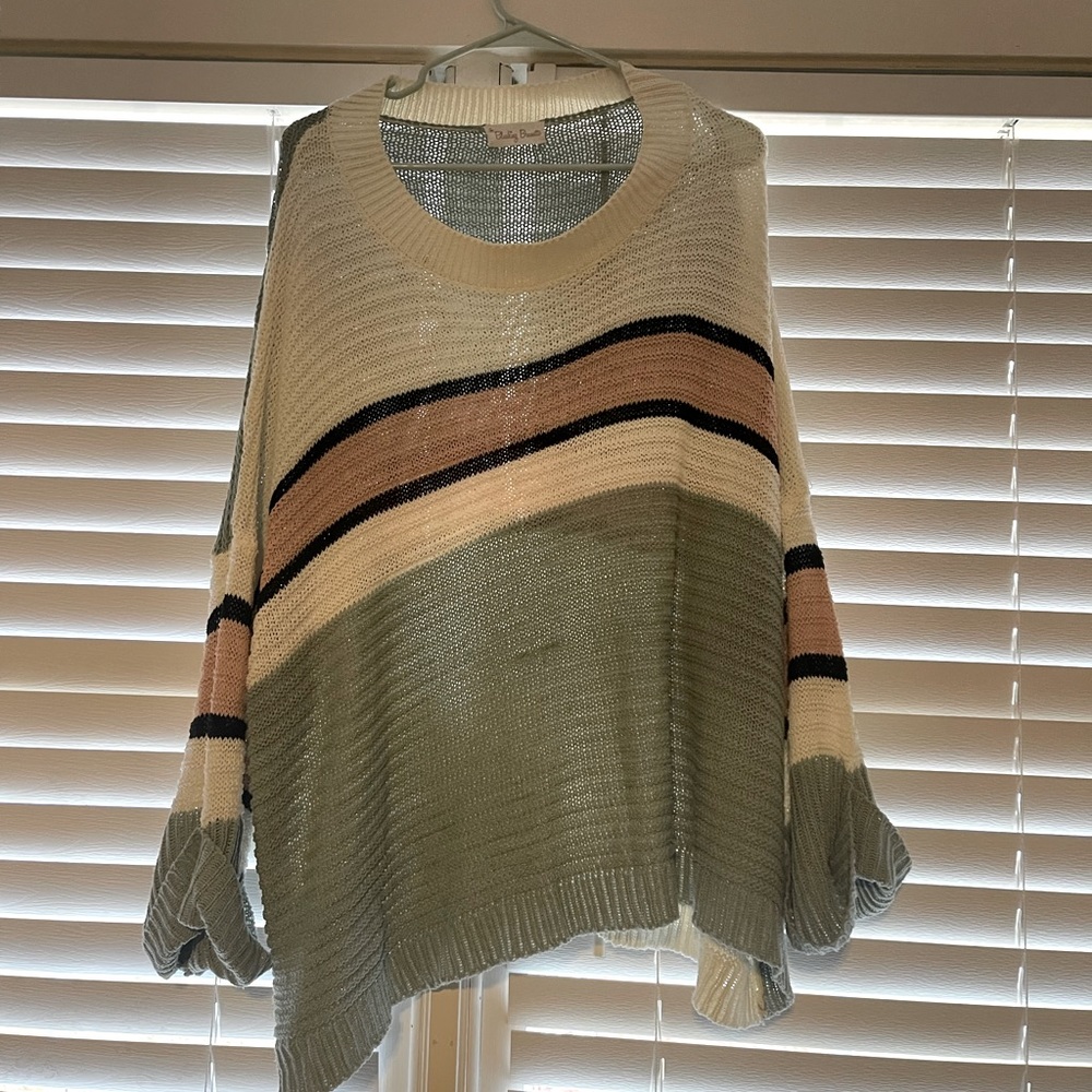 Oversized Bell Sleeve Striped Sweater